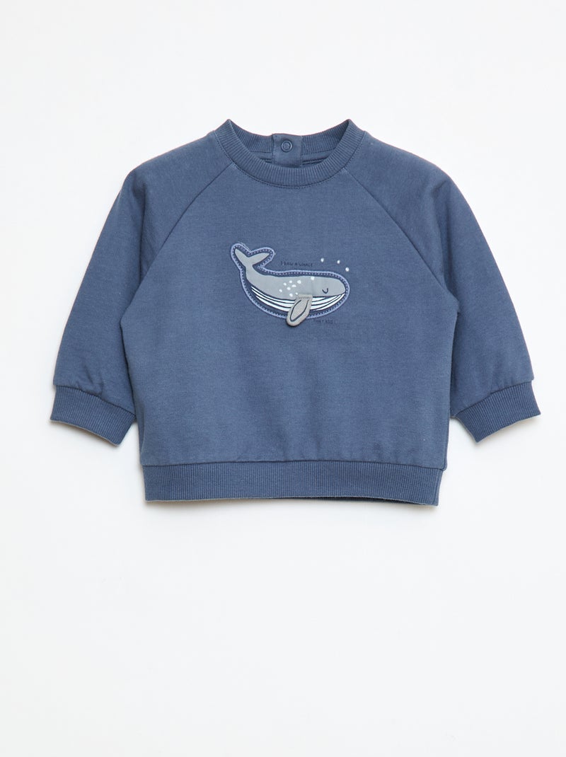 Sudadera de chándal estampada con cierre de automáticos Azul - Kiabi