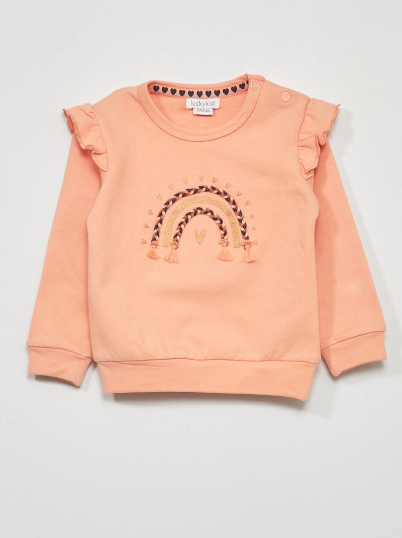 Sudadera de chándal estampada con volantes en los hombros ROSA - Kiabi