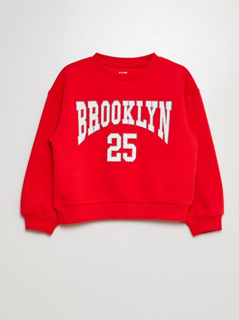 Sudadera de chándal estilo campus ROJO - Kiabi