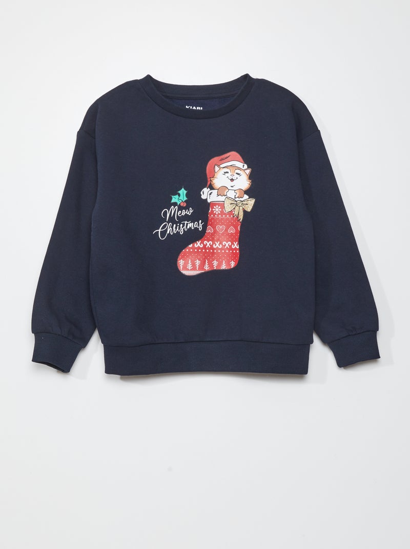 Sudadera de chándal 'gato' 'Navidad' AZUL - Kiabi