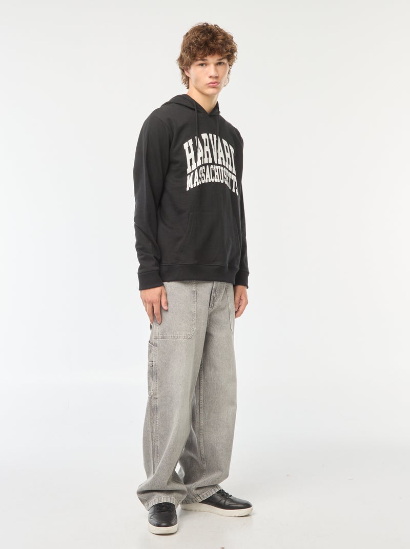 Sudadera de chándal 'Harvard' con capucha estampado en ambos lados negro - Kiabi