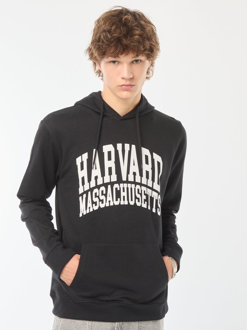 Sudadera de chándal 'Harvard' con capucha estampado en ambos lados negro - Kiabi