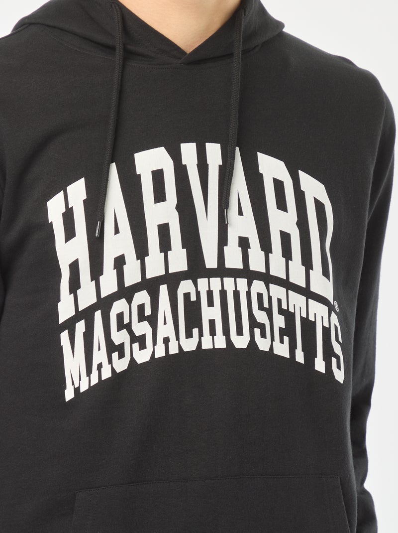 Sudadera de chándal 'Harvard' con capucha estampado en ambos lados negro - Kiabi