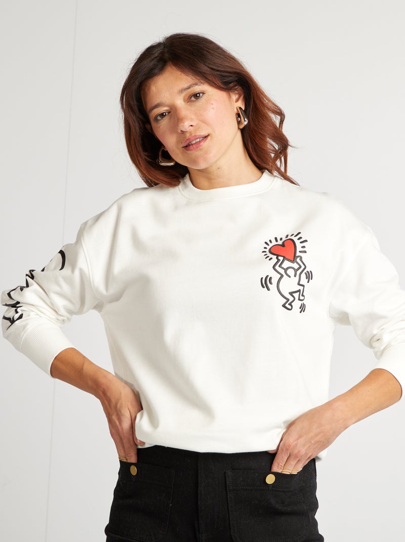 Sudadera de chándal 'Keith Haring' con estampado en ambos lados BLANCO - Kiabi