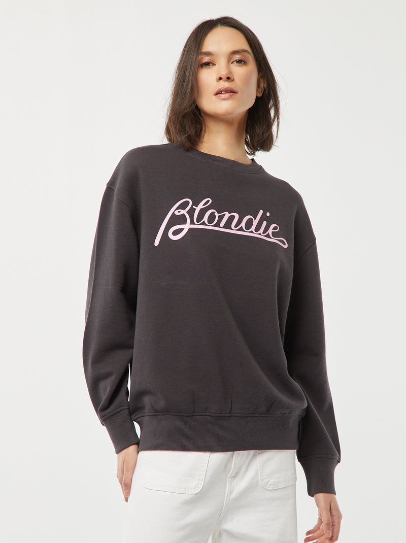 Sudadera de chándal ligera con estampado en ambos lados NEGRO - Kiabi