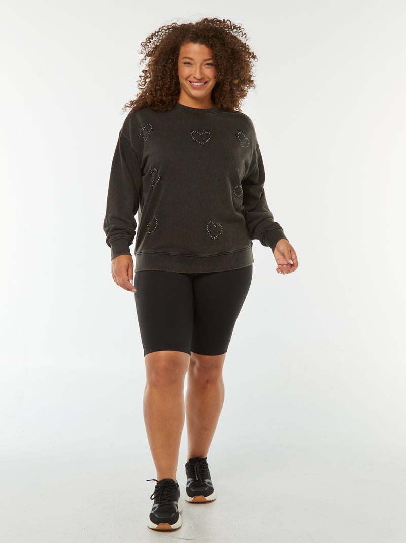 Sudadera de chándal ligera con estrellas de strass Negro - Kiabi