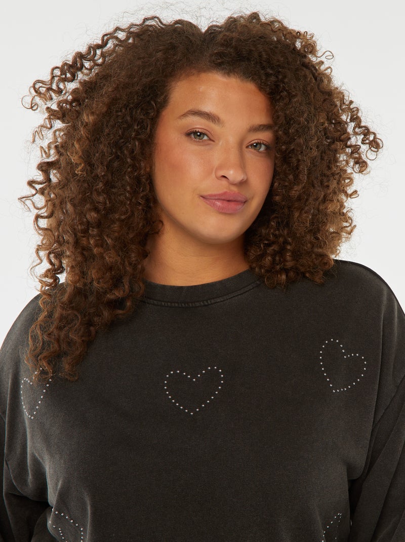 Sudadera de chándal ligera con estrellas de strass Negro - Kiabi
