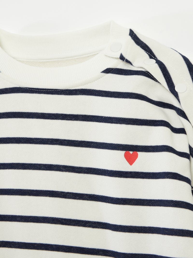 Sudadera de chándal ligera de rayas - So Easy BLANCO - Kiabi