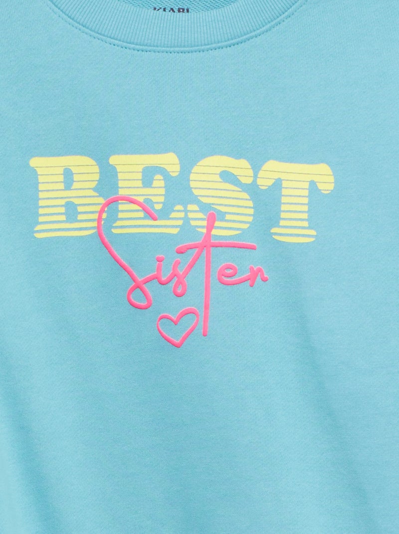 Sudadera de chándal ligera estampada 'Sister' VERDE - Kiabi