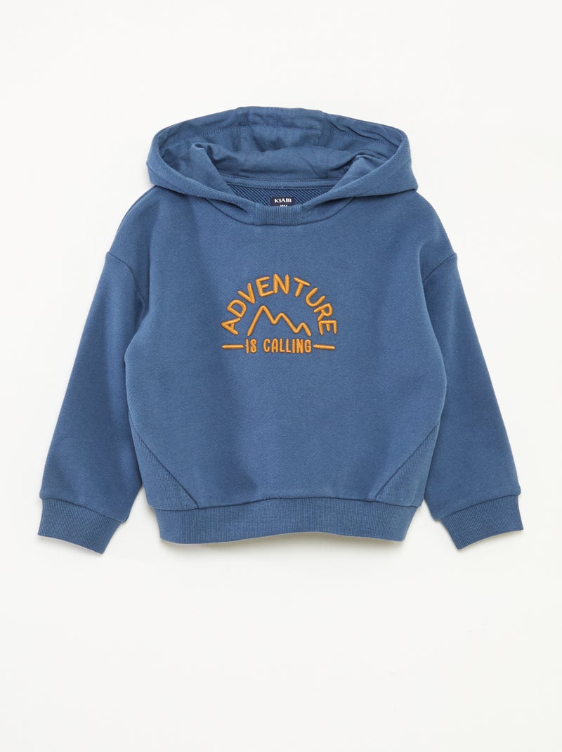 Sudadera de chándal ligero con capucha y adorno delantero Azul - Kiabi
