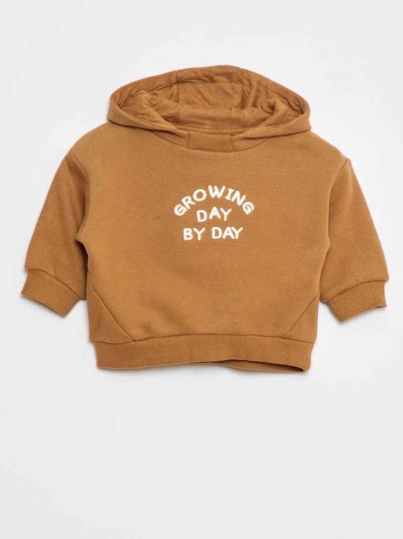 Sudadera de chándal ligero con capucha y adorno delantero Beige - Kiabi