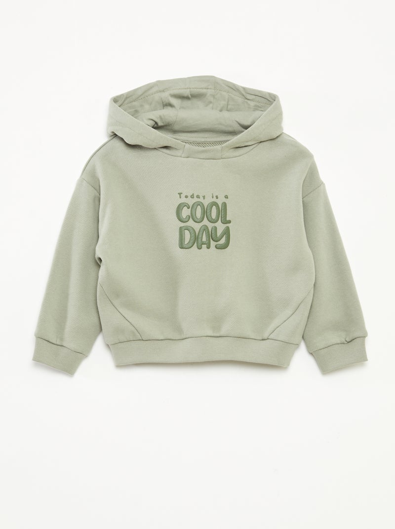 Sudadera de chándal ligero con capucha y adorno delantero Kaki - Kiabi