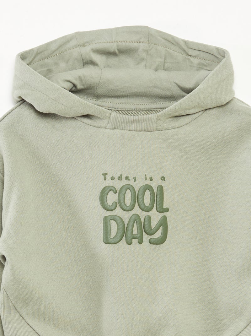 Sudadera de chándal ligero con capucha y adorno delantero Kaki - Kiabi