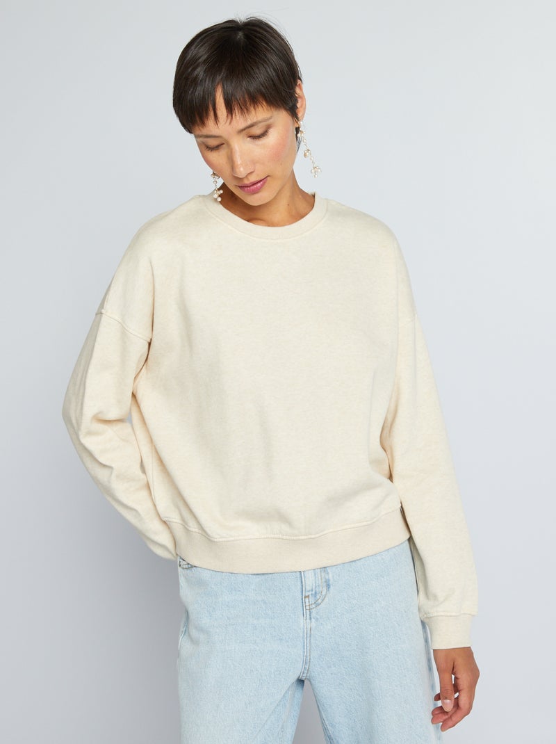 Sudadera de chándal lisa BEIGE - Kiabi