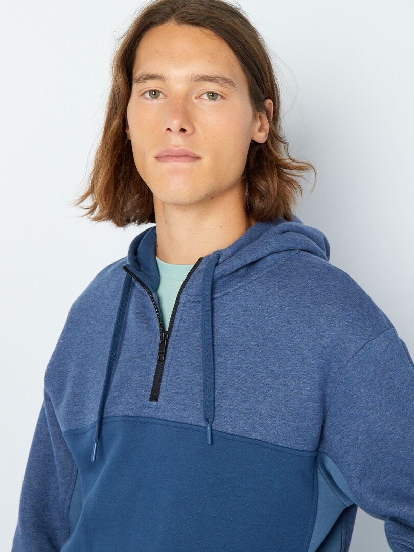 Sudadera de chándal lisa con capucha azul oscuro - Kiabi