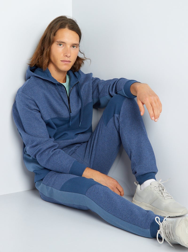Sudadera de chándal lisa con capucha azul oscuro - Kiabi