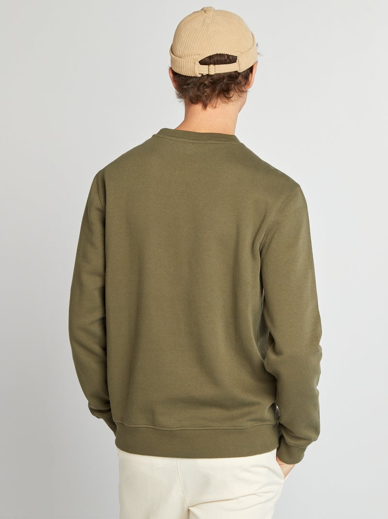 Sudadera de chándal lisa con cuello redondo KAKI - Kiabi