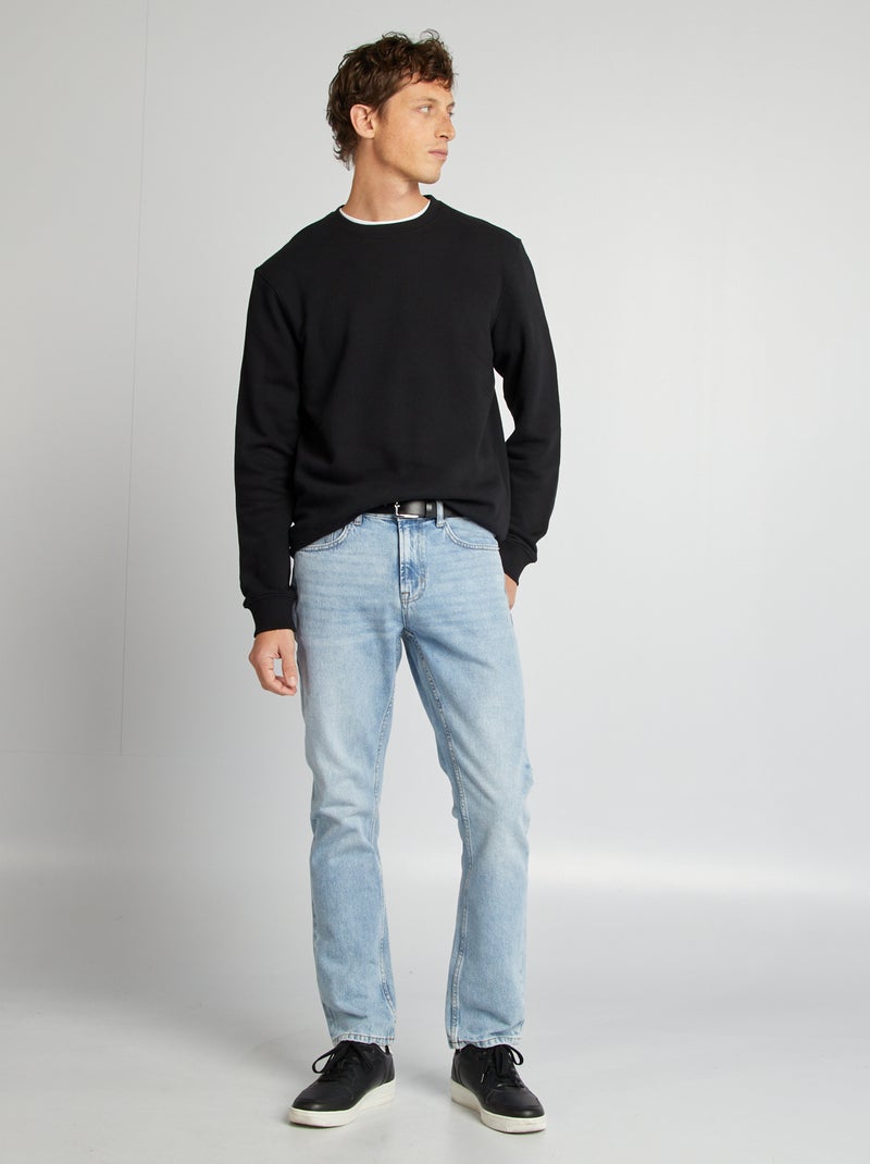 Sudadera de chándal lisa con cuello redondo negro - Kiabi