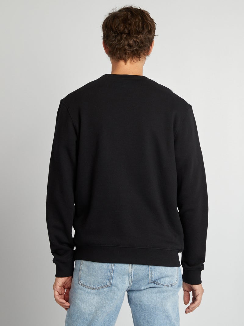 Sudadera de chándal lisa con cuello redondo negro - Kiabi