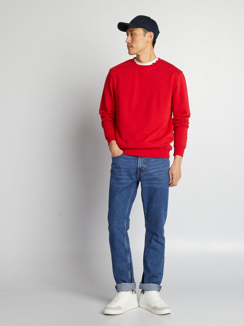 Sudadera de chándal lisa con cuello redondo ROJO - Kiabi