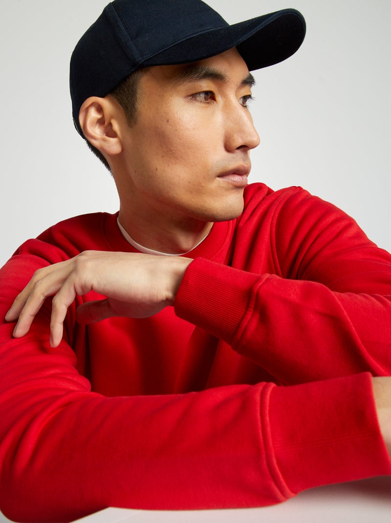 Sudadera de chándal lisa con cuello redondo ROJO - Kiabi