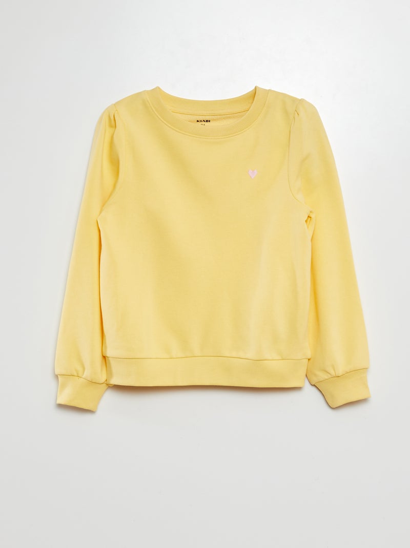 Sudadera de chándal lisa corazón bordado AMARILLO - Kiabi