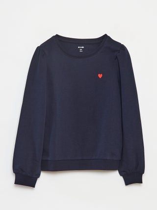 Sudadera de chándal lisa corazón bordado