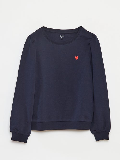 Sudadera de chándal lisa corazón bordado - Kiabi