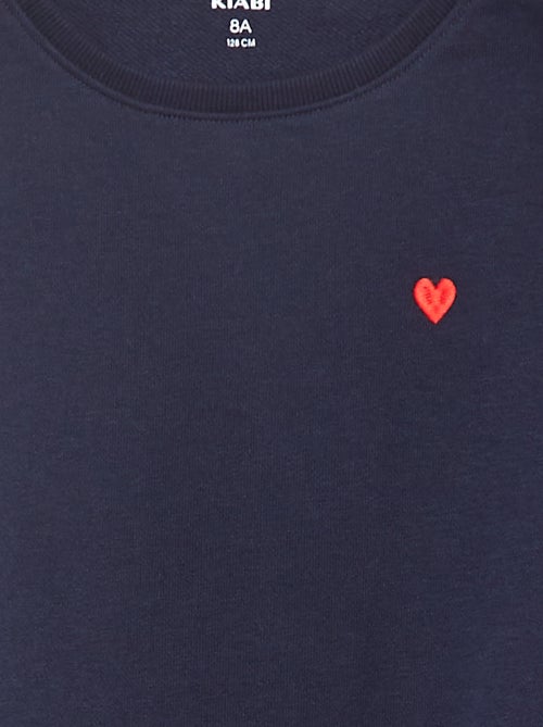 Sudadera de chándal lisa corazón bordado - Kiabi