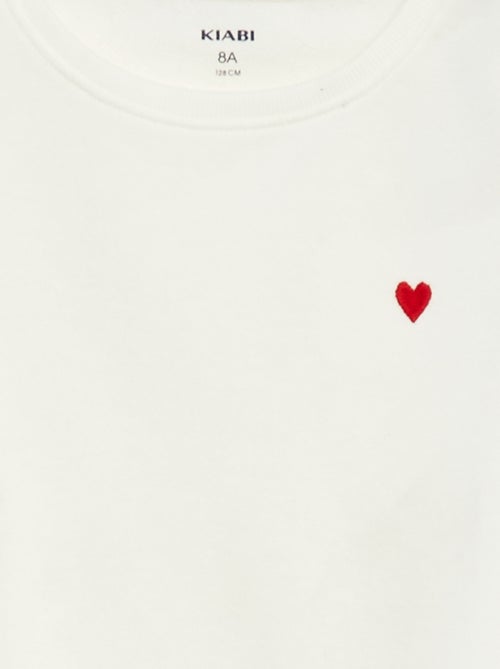 Sudadera de chándal lisa corazón bordado - Kiabi