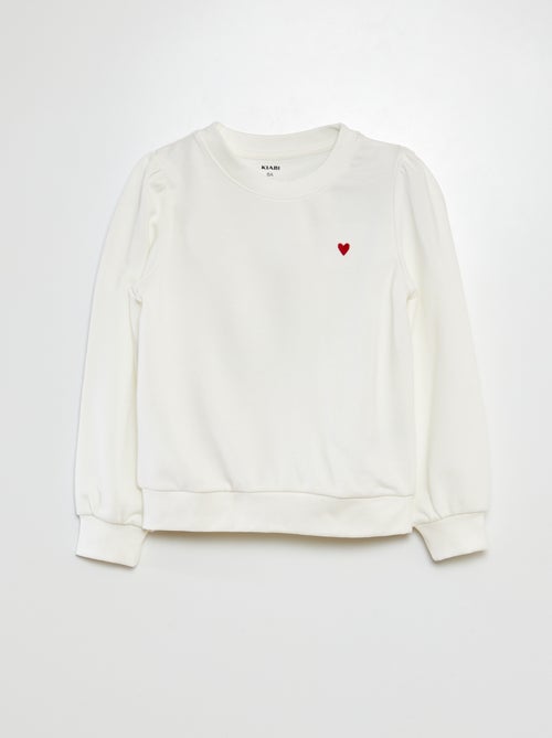 Sudadera de chándal lisa corazón bordado - Kiabi