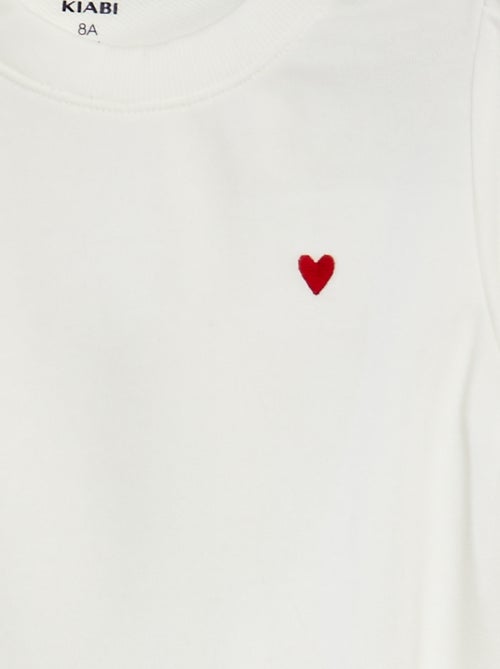 Sudadera de chándal lisa corazón bordado - Kiabi