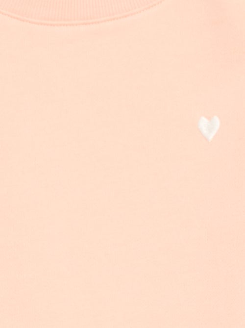 Sudadera de chándal lisa corazón bordado - Kiabi