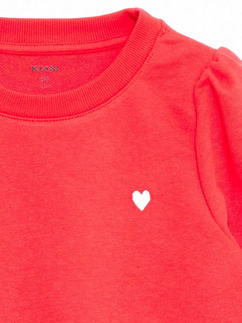 Sudadera de chándal lisa corazón bordado Rojo - Kiabi