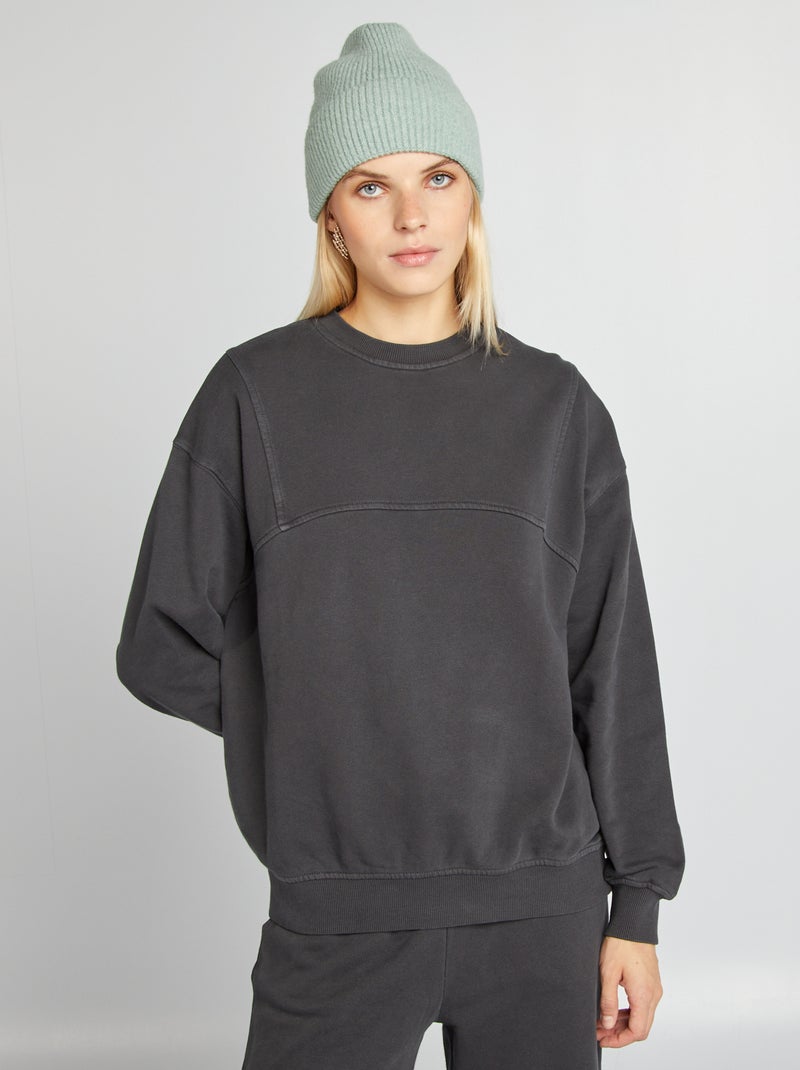 Sudadera de chándal lisa NEGRO - Kiabi