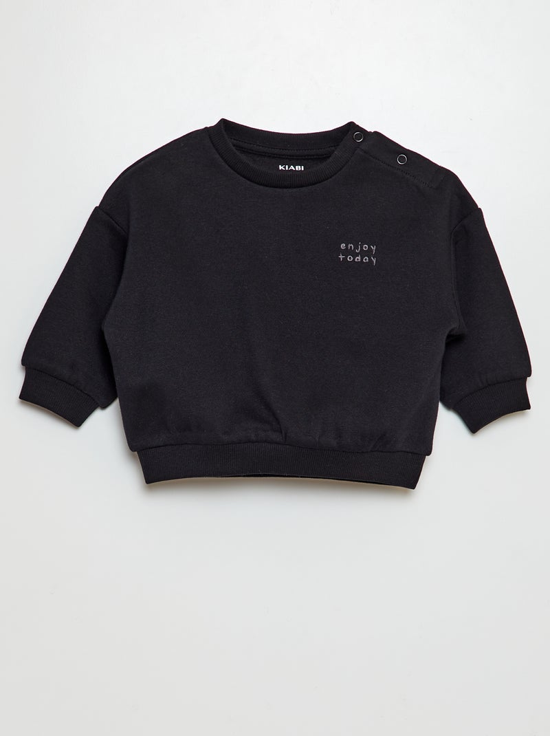 Sudadera de chándal lisa NEGRO - Kiabi
