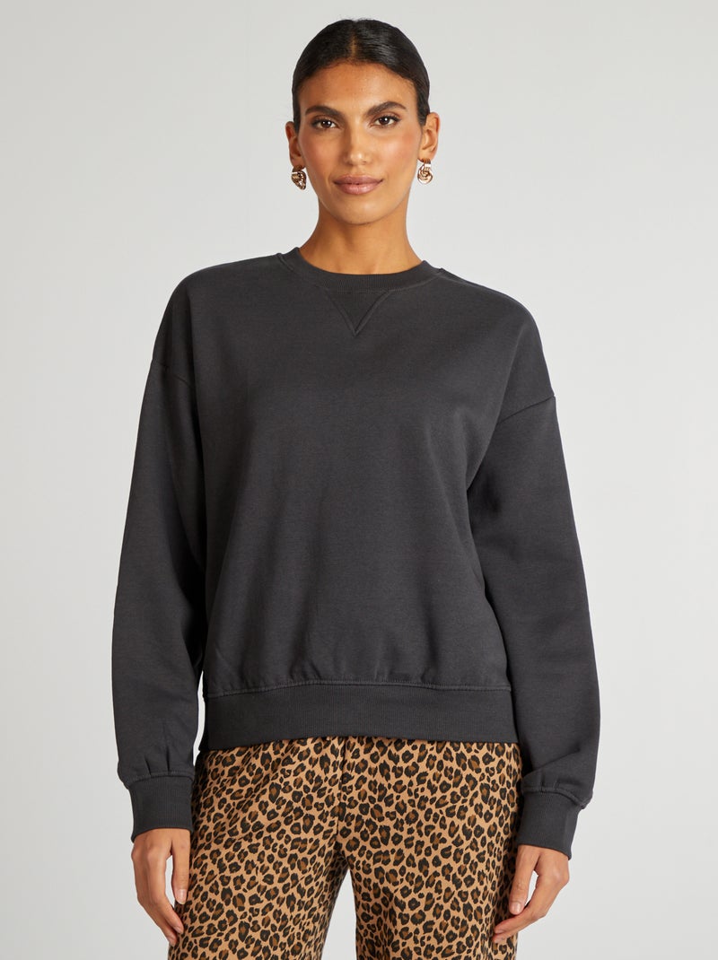 Sudadera de chándal lisa NEGRO - Kiabi