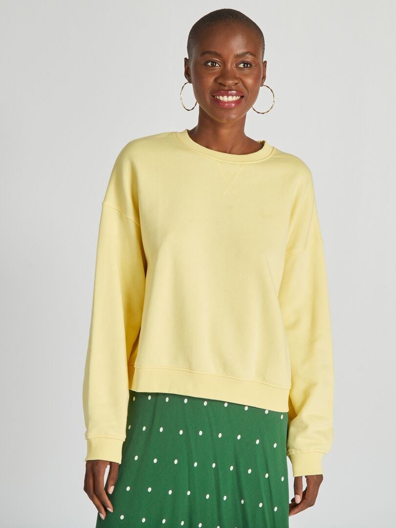 Sudadera de chándal lisa RALLADURA DE AMARILLO - Kiabi