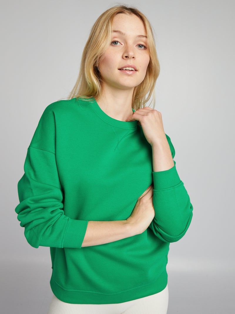 Sudadera de chándal lisa verde flúor - Kiabi