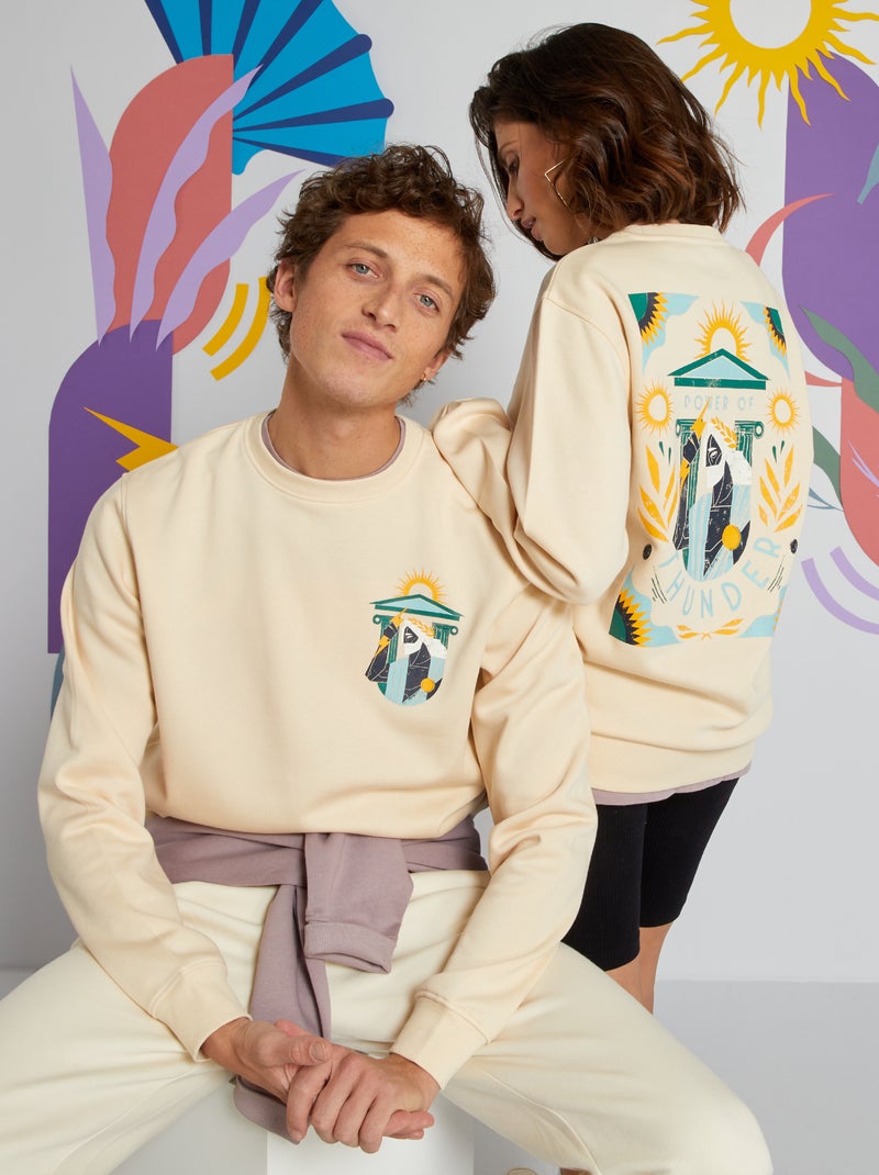 Sudadera de chándal unisex con estampado BEIGE - Kiabi