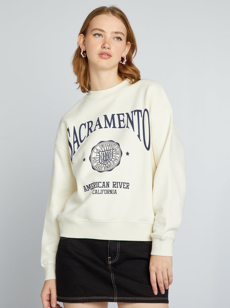 Sudadera de chándal universidad americana BEIGE - Kiabi