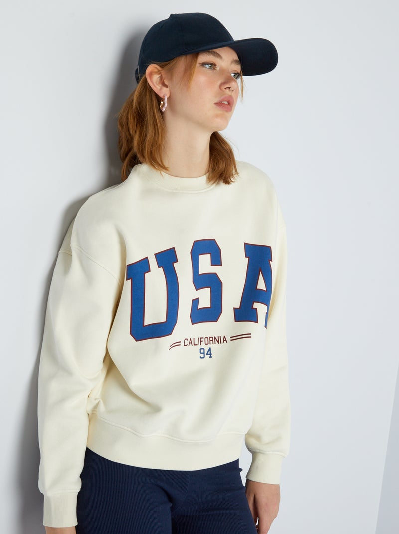 Sudadera de chándal universidad americana BEIGE - Kiabi