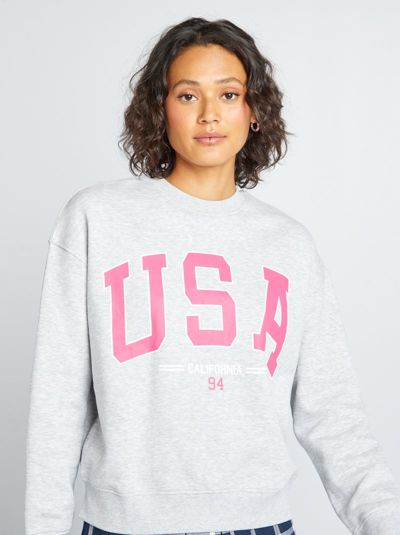 Sudadera de chándal universidad americana GRIS - Kiabi