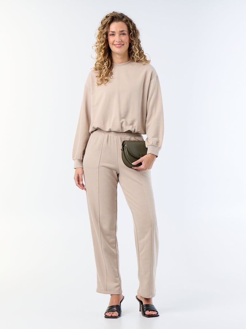 Sudadera de corte globo de felpa Beige - Kiabi