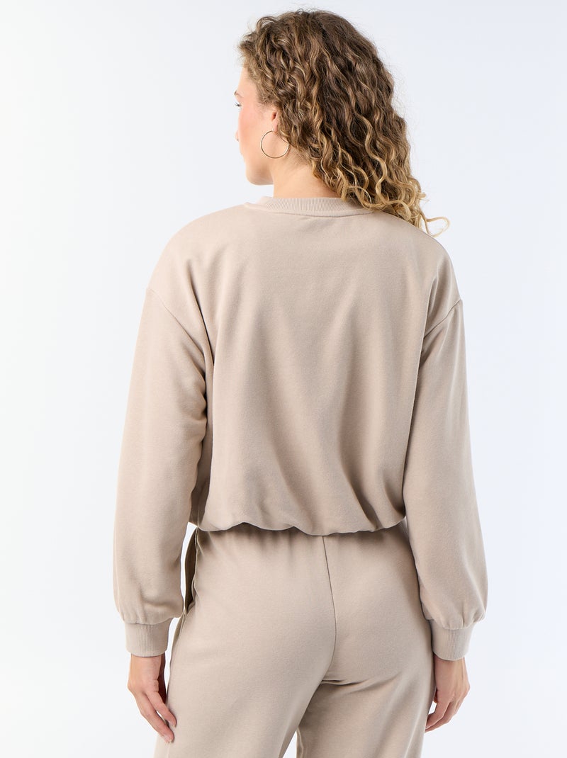 Sudadera de corte globo de felpa Beige - Kiabi