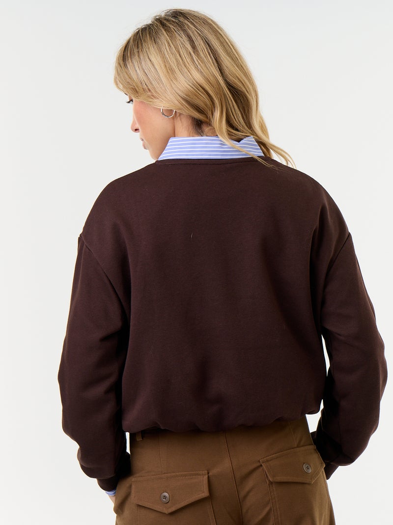 Sudadera de corte globo de felpa Marron - Kiabi