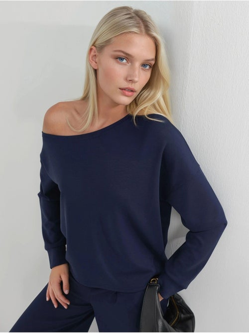 Sudadera de corte relajado con cuello asimétrico busem - Kiabi Sudadera de corte relajado con cuello asimétrico busem - Kiabi