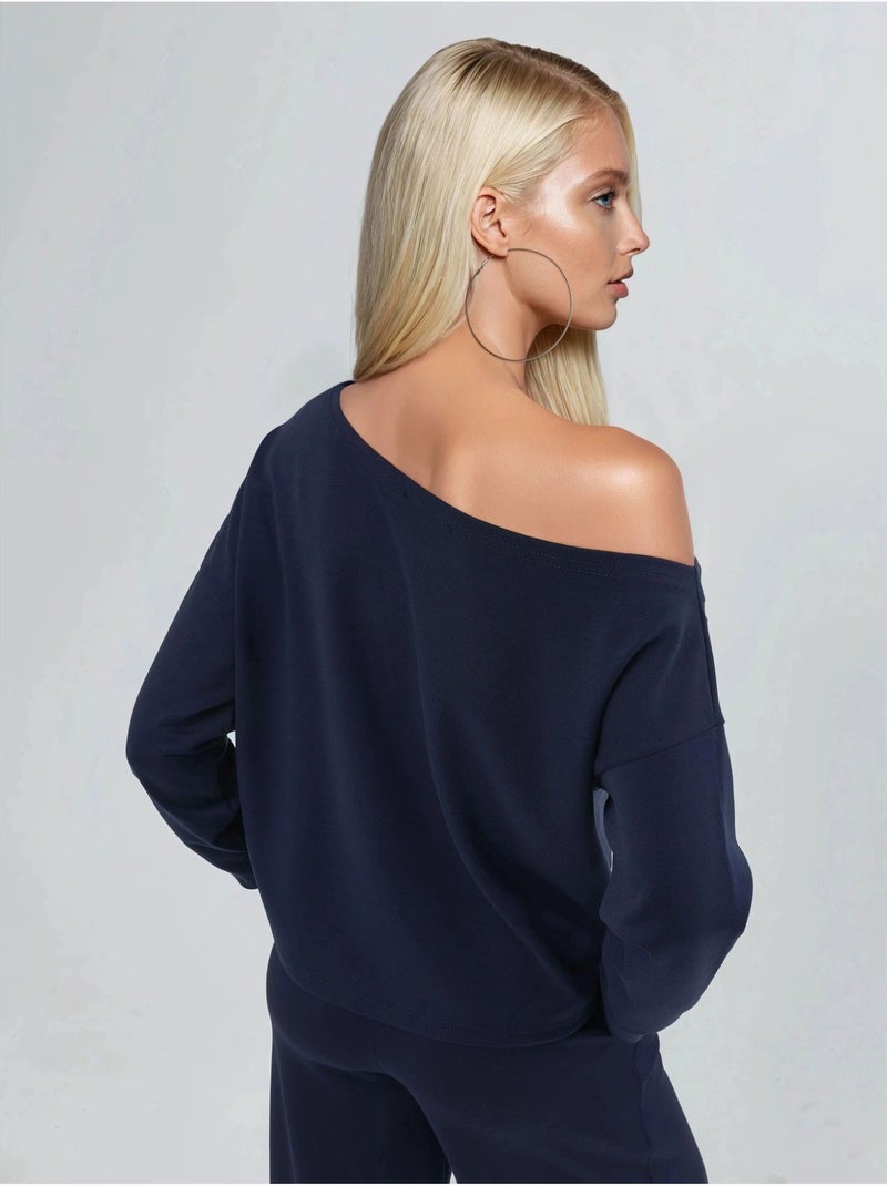 Sudadera de corte relajado con cuello asimétrico busem Azul marino - Kiabi