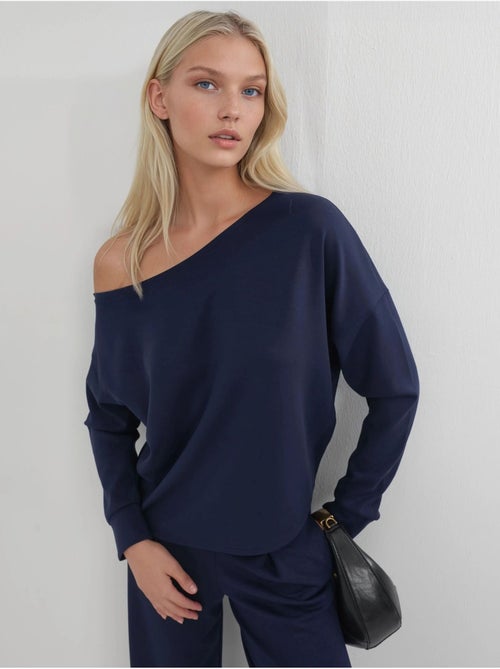 Sudadera de corte relajado con cuello asimétrico busem - Kiabi Sudadera de corte relajado con cuello asimétrico busem - Kiabi