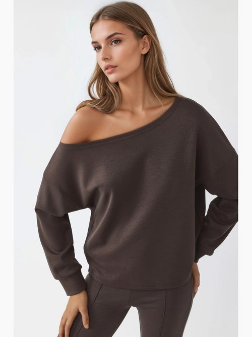 Sudadera de corte relajado con cuello asimétrico busem - Kiabi Sudadera de corte relajado con cuello asimétrico busem - Kiabi